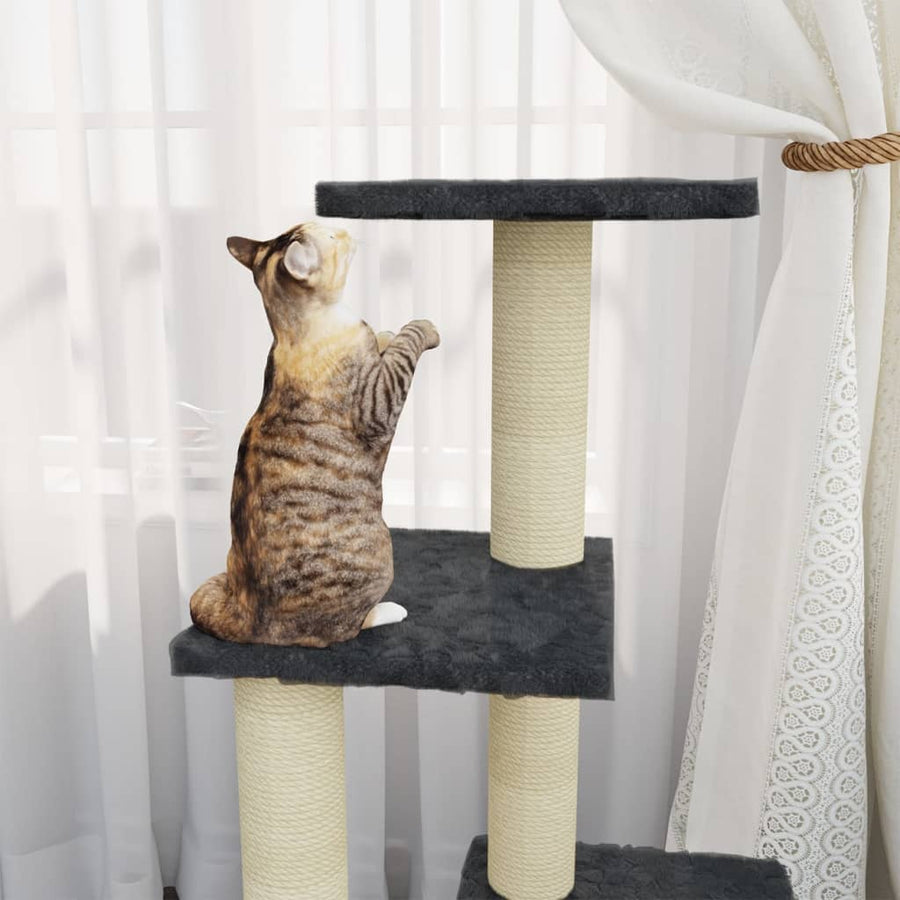 Kattenmeubel met sisal krabpalen 92 cm donkergrijs Donkergrijs