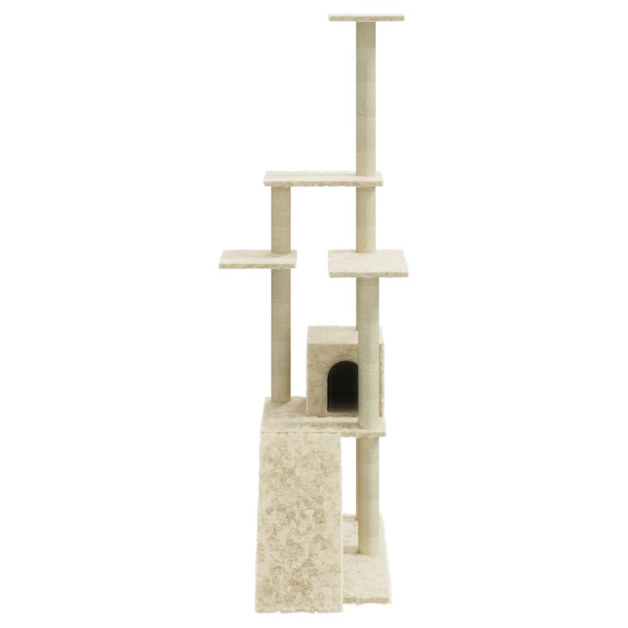 Kattenmeubel Met Sisal Krabpalen 155 Cm Kleurig Crème