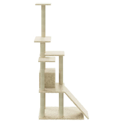 Kattenmeubel Met Sisal Krabpalen 155 Cm Kleurig Crème