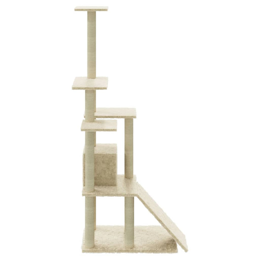 Kattenmeubel Met Sisal Krabpalen 155 Cm Kleurig Crème