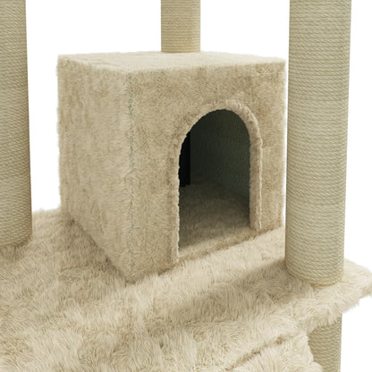 Kattenmeubel Met Sisal Krabpalen 155 Cm Kleurig Crème