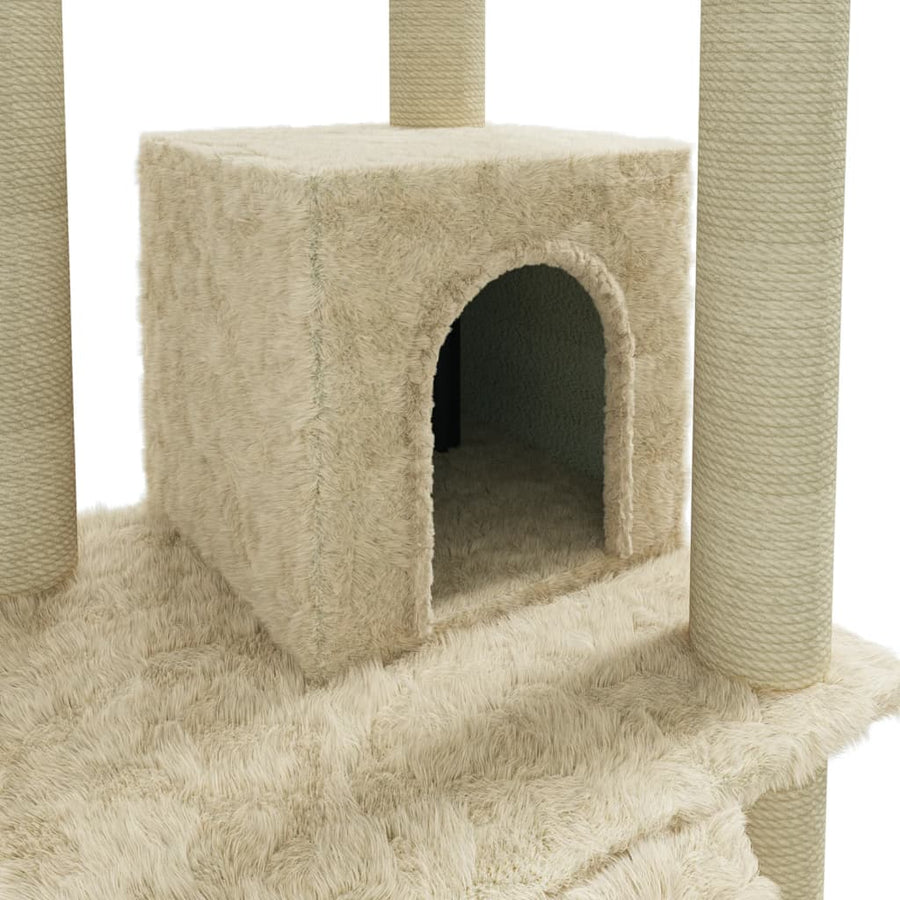 Kattenmeubel Met Sisal Krabpalen 155 Cm Kleurig Crème