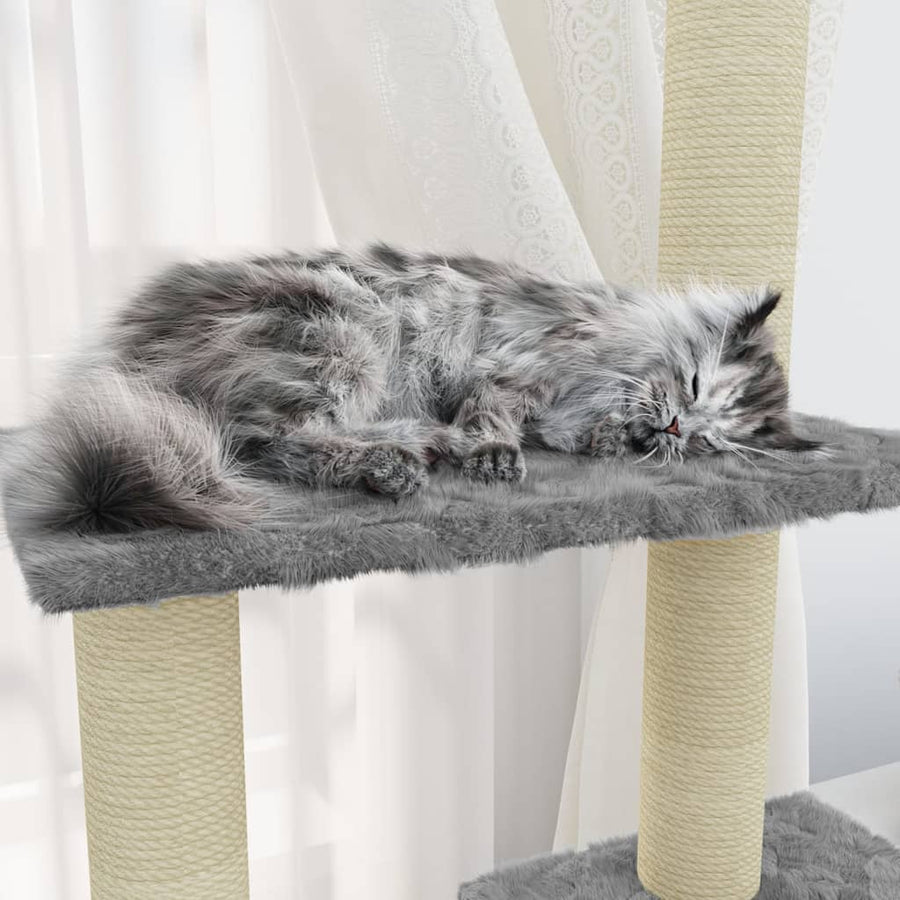 Kattenmeubel Met Sisal Krabpalen 155 Cm Lichtgrijs