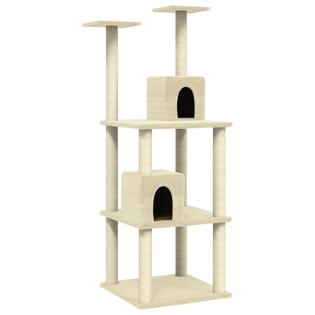 Kattenmeubel Met Sisal Krabpalen 141 Cm Kleurig Crème