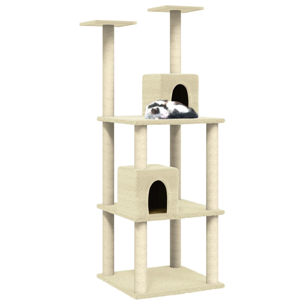 Kattenmeubel Met Sisal Krabpalen 141 Cm Kleurig Crème