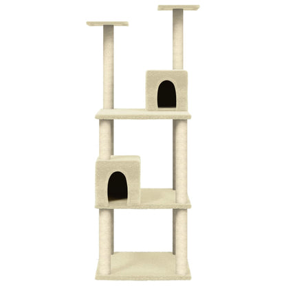 Kattenmeubel Met Sisal Krabpalen 141 Cm Kleurig Crème