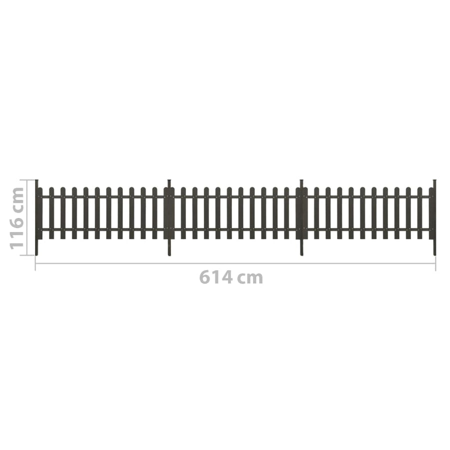 Hek met palen 3 st 614x80 cm HKC