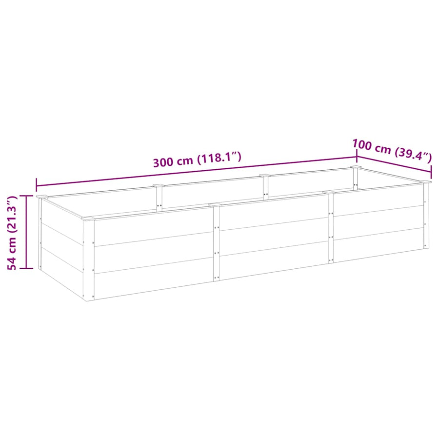 Plantenbak Verhoogd Hkc Grijs 300 x 100 x 54 cm