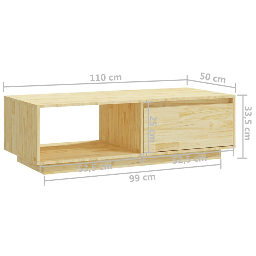 Salontafel 0X50X33,5 Cm Massief Vurenhout Naturel