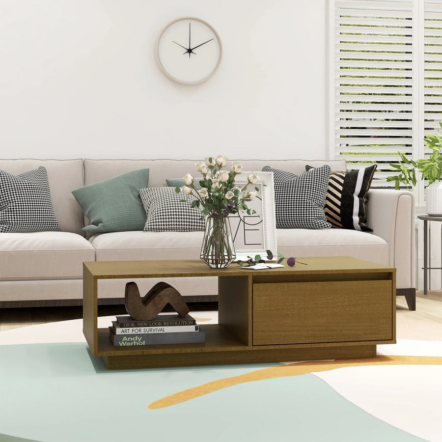 Salontafel 110X50X33,5 Cm Massief Grenenhout Honingbruin