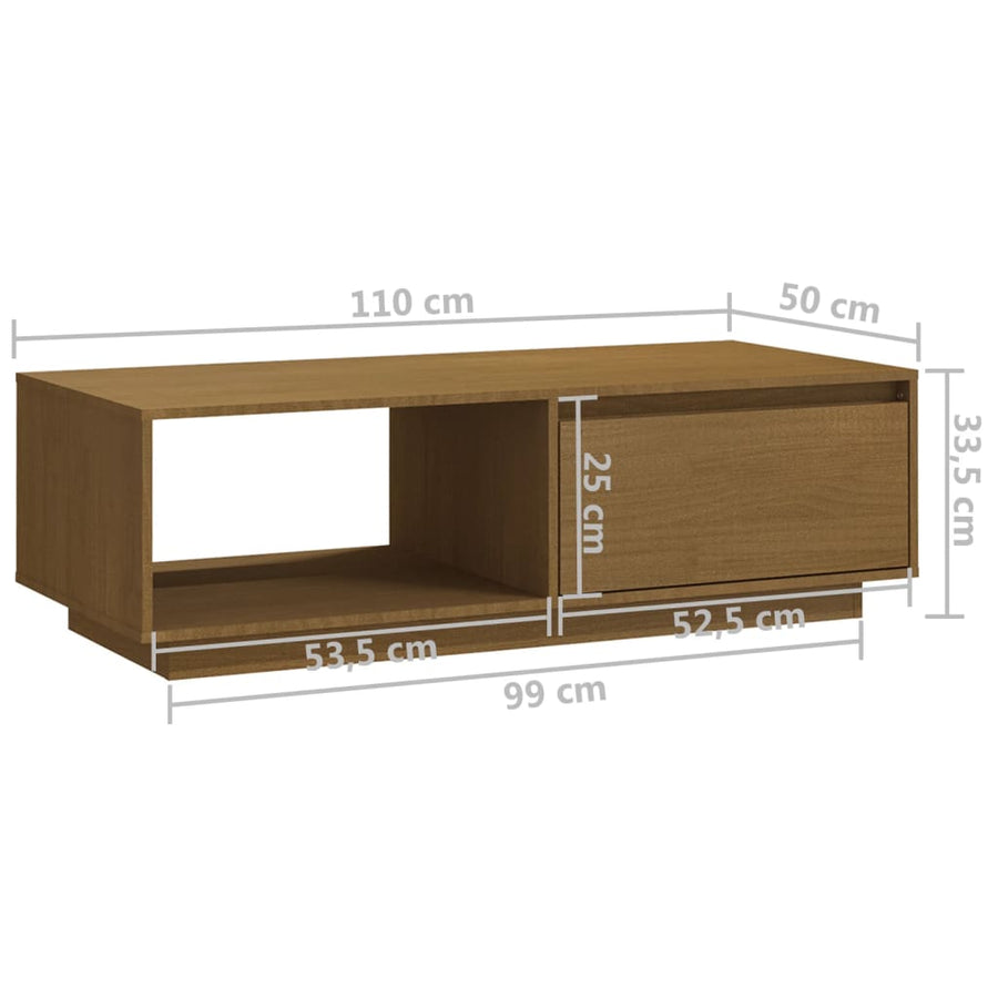 Salontafel 110X50X33,5 Cm Massief Grenenhout Honingbruin