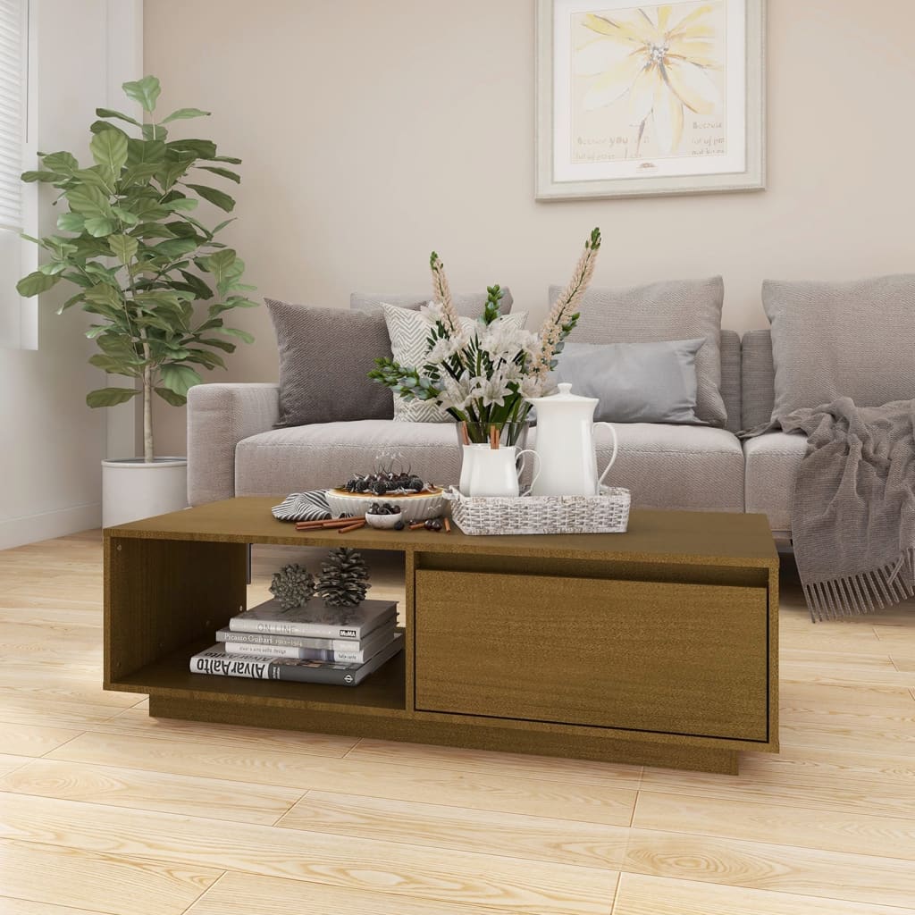 Salontafel 110X50X33,5 Cm Massief Grenenhout Honingbruin