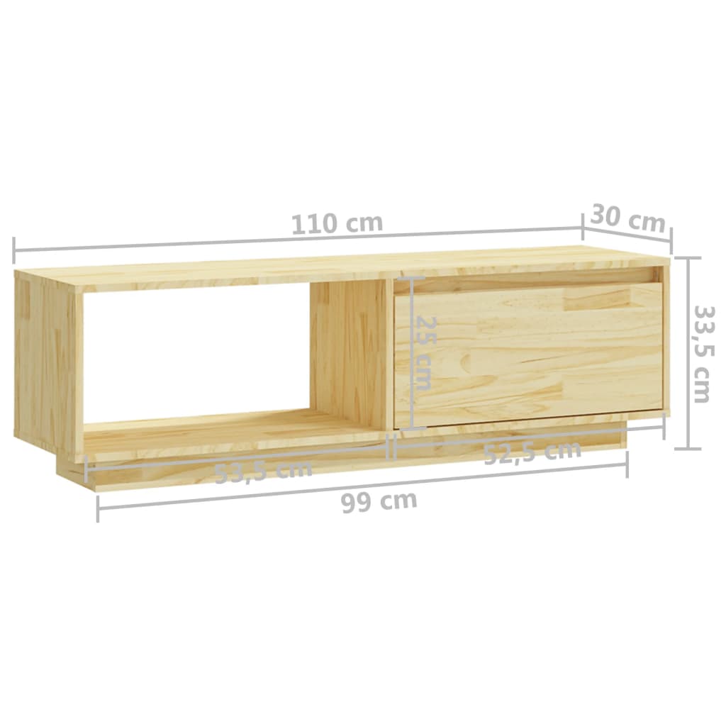 Tv-Meubel 0X30X33,5 Cm Massief Grenenhout Naturel
