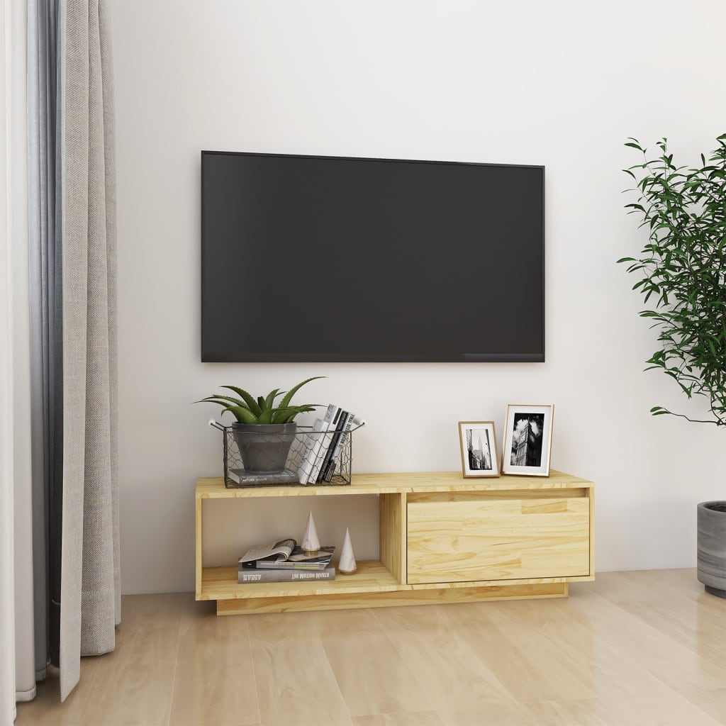 Tv-Meubel 0X30X33,5 Cm Massief Grenenhout Naturel