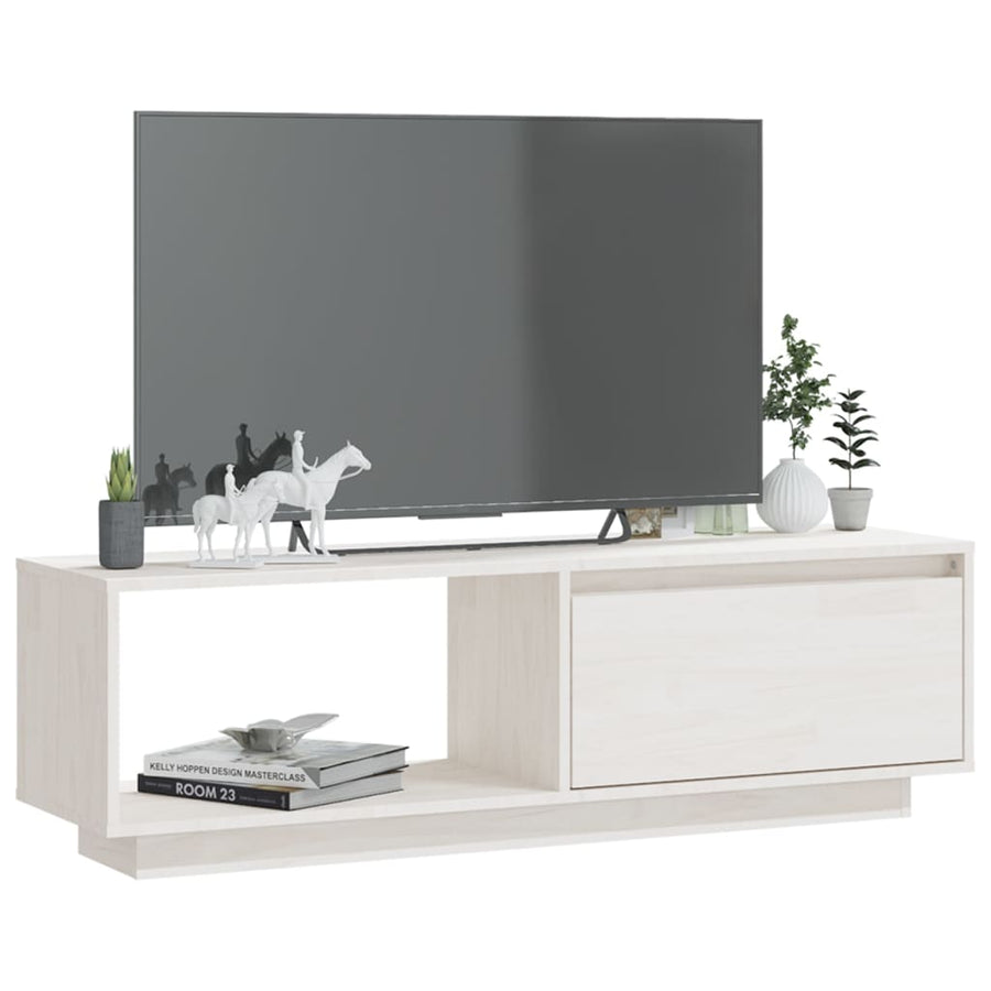 Tv-Meubel 0X30X33,5 Cm Massief Grenenhout Wit