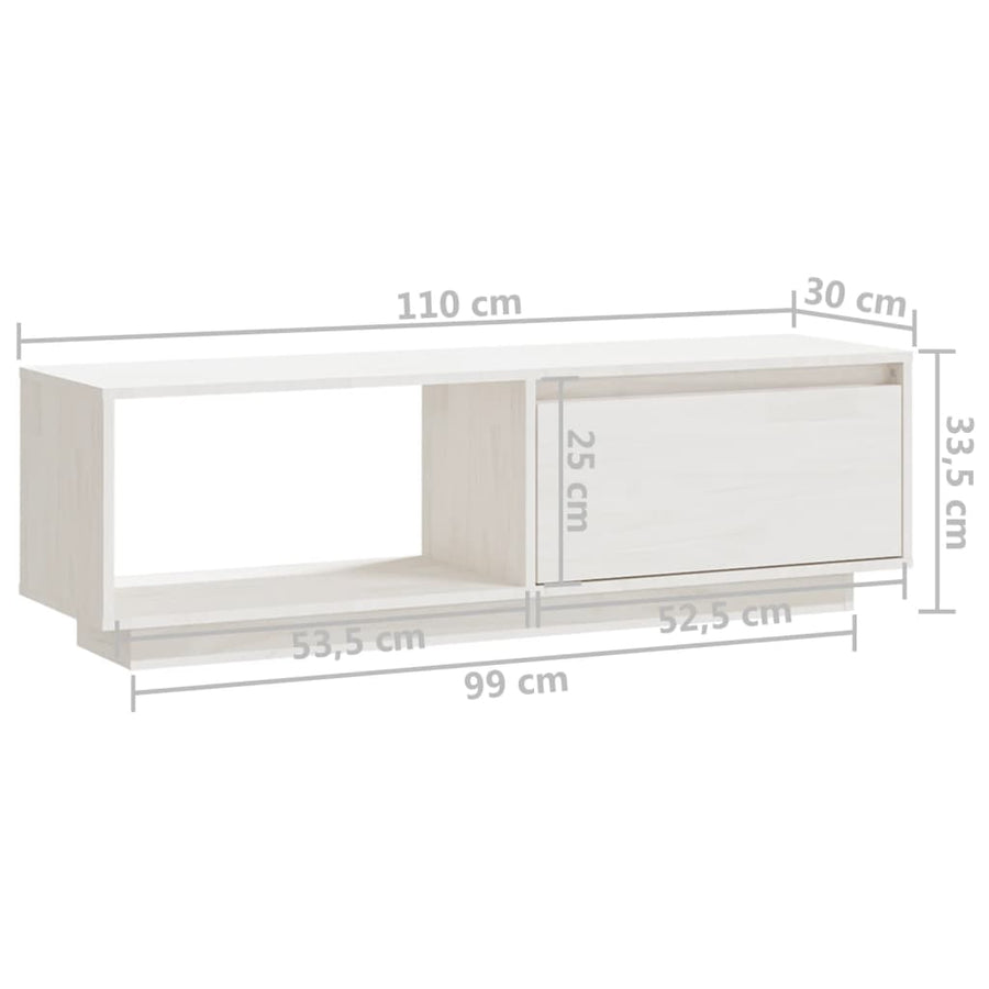 Tv-Meubel 0X30X33,5 Cm Massief Grenenhout Wit
