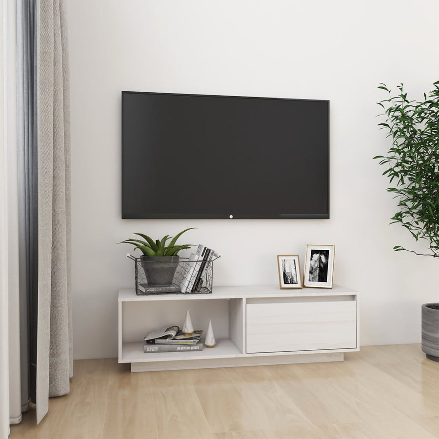 Tv-Meubel 0X30X33,5 Cm Massief Grenenhout Wit
