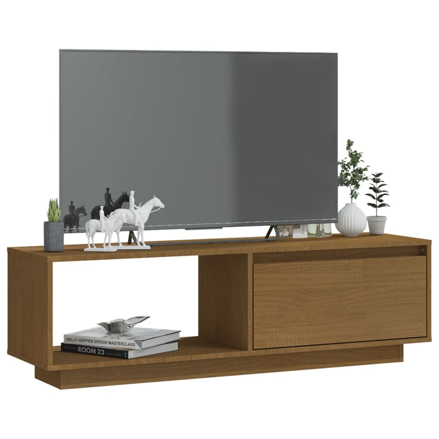Tv-Meubel 0X30X33,5 Cm Massief Grenenhout Honingbruin