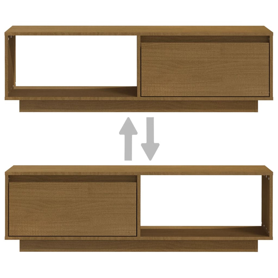 Tv-Meubel 0X30X33,5 Cm Massief Grenenhout Honingbruin