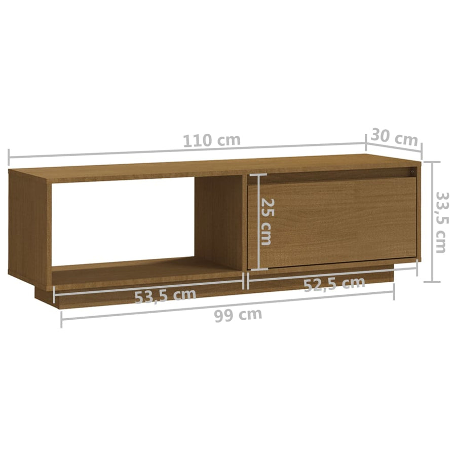 Tv-Meubel 0X30X33,5 Cm Massief Grenenhout Honingbruin
