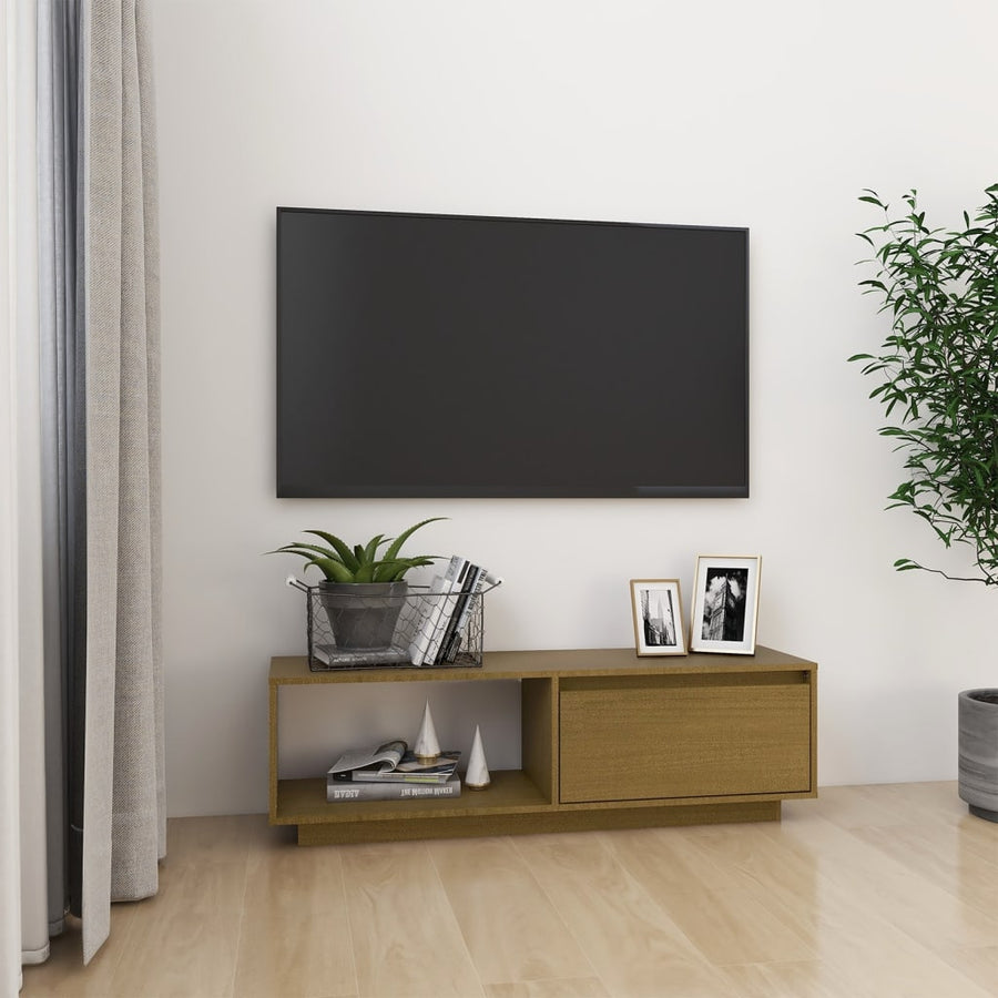Tv-Meubel 0X30X33,5 Cm Massief Grenenhout Honingbruin