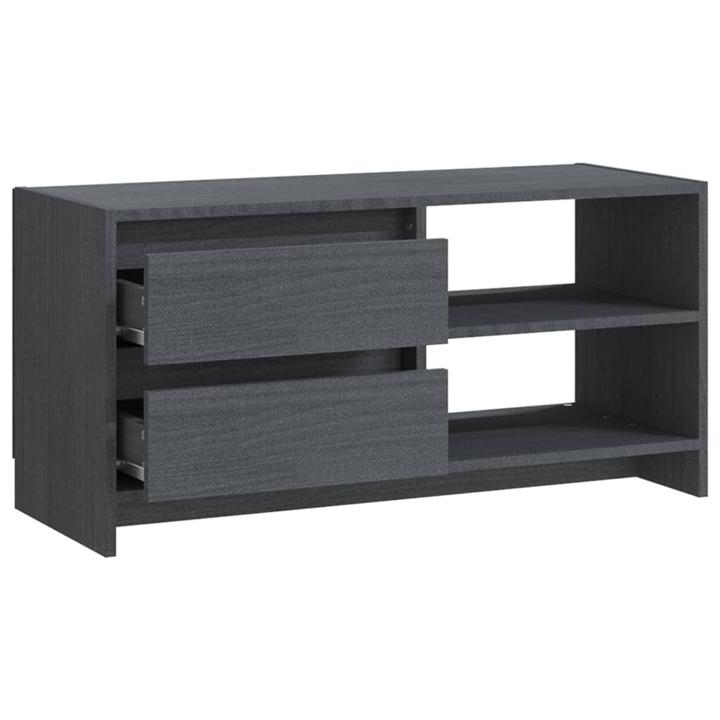 Tv-Meubel 80X3X39 Cm Massief Grenenhout Grijs