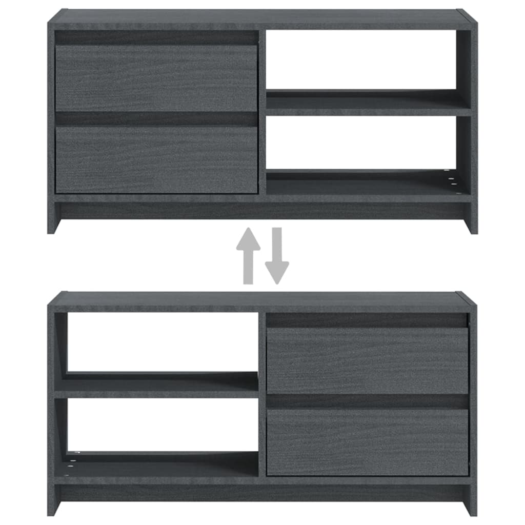 Tv-Meubel 80X3X39 Cm Massief Grenenhout Grijs