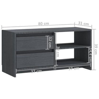 Tv-Meubel 80X3X39 Cm Massief Grenenhout Grijs