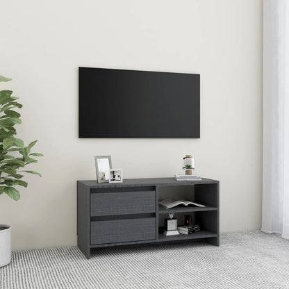 Tv-Meubel 80X3X39 Cm Massief Grenenhout Grijs