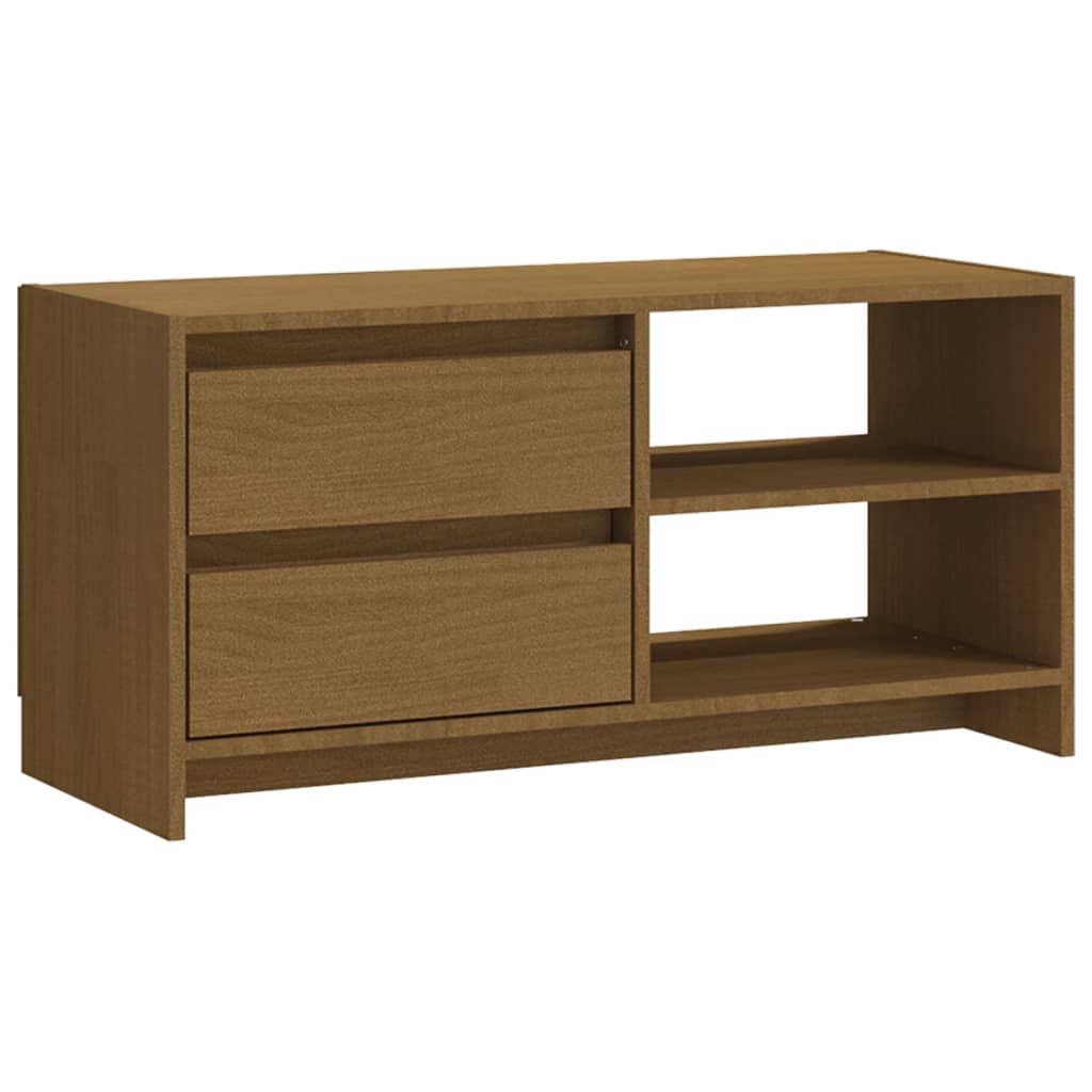 Tv-Meubel 80X3X39 Cm Massief Grenenhout Honingbruin
