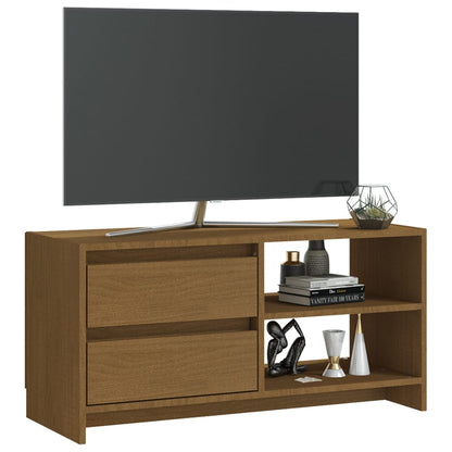 Tv-Meubel 80X3X39 Cm Massief Grenenhout Honingbruin