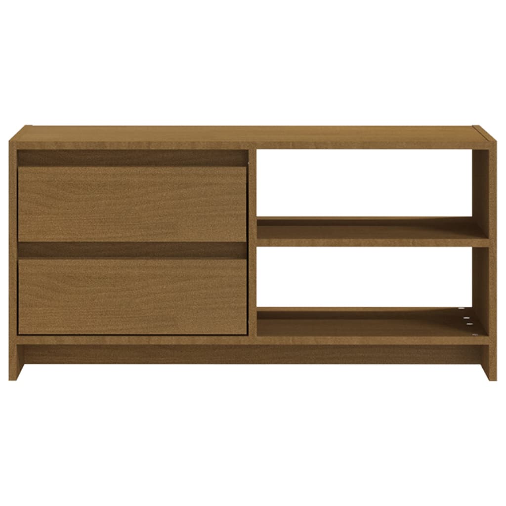 Tv-Meubel 80X3X39 Cm Massief Grenenhout Honingbruin