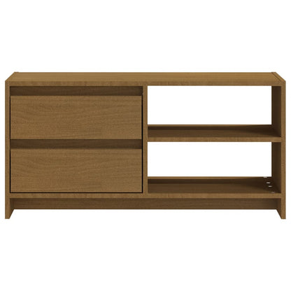 Tv-Meubel 80X3X39 Cm Massief Grenenhout Honingbruin
