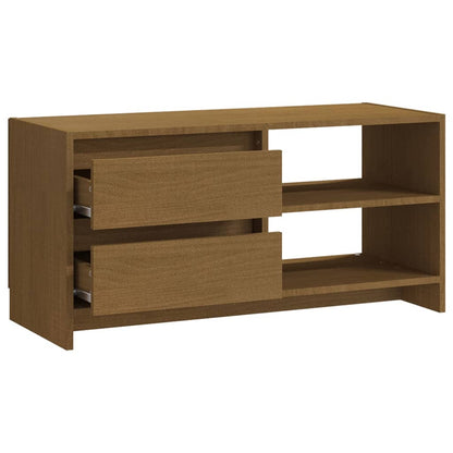Tv-Meubel 80X3X39 Cm Massief Grenenhout Honingbruin