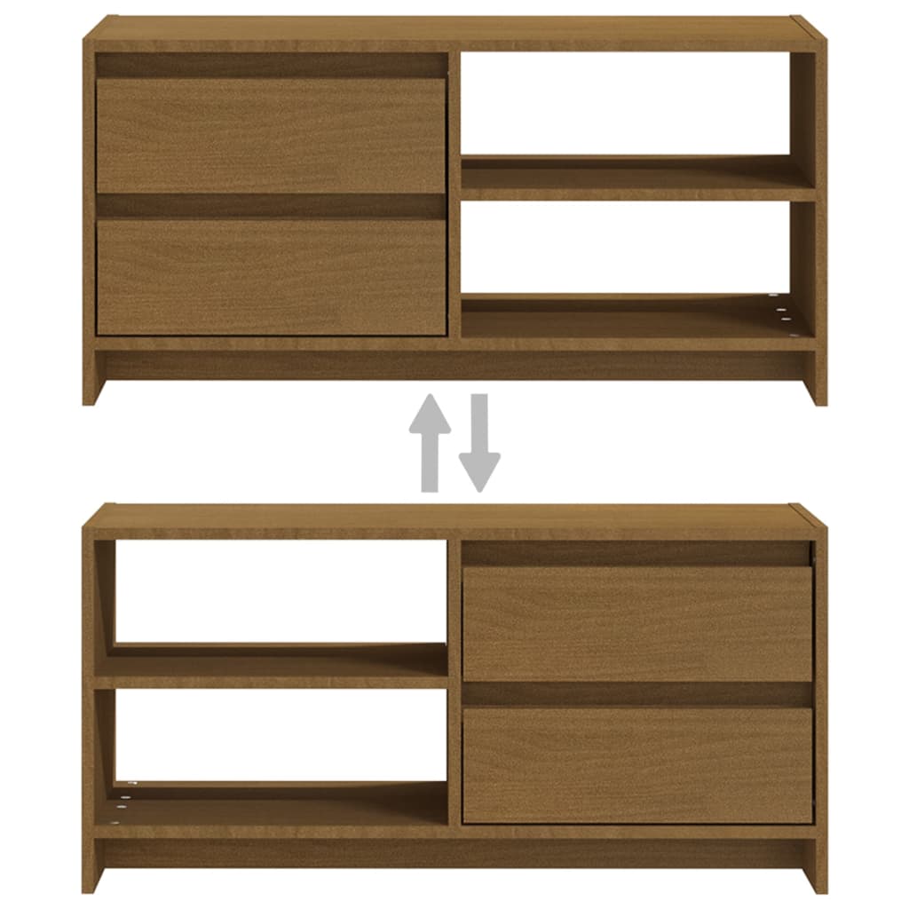 Tv-Meubel 80X3X39 Cm Massief Grenenhout Honingbruin