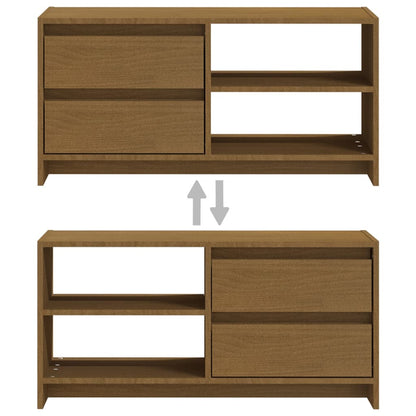 Tv-Meubel 80X3X39 Cm Massief Grenenhout Honingbruin
