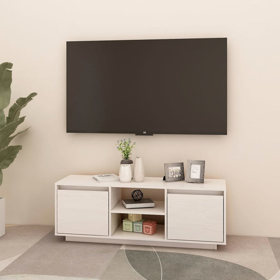 Tv-Meubel 0X30X40 Cm Massief Grenenhout Wit