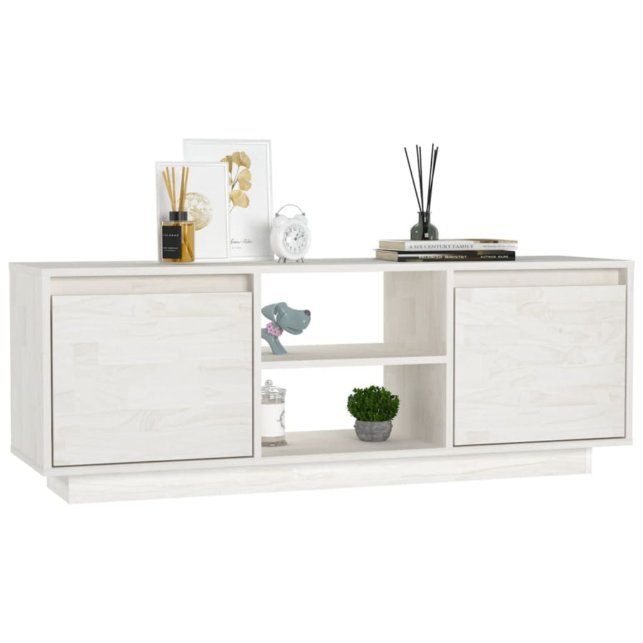 Tv-Meubel 0X30X40 Cm Massief Grenenhout Wit