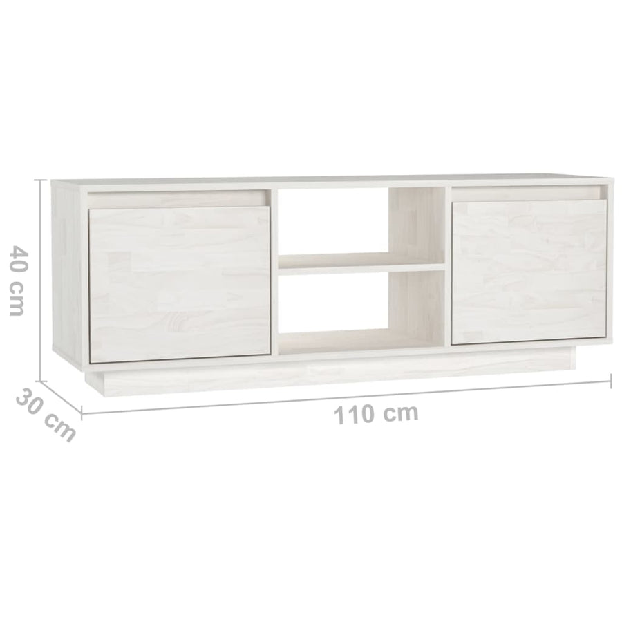 Tv-Meubel 0X30X40 Cm Massief Grenenhout Wit
