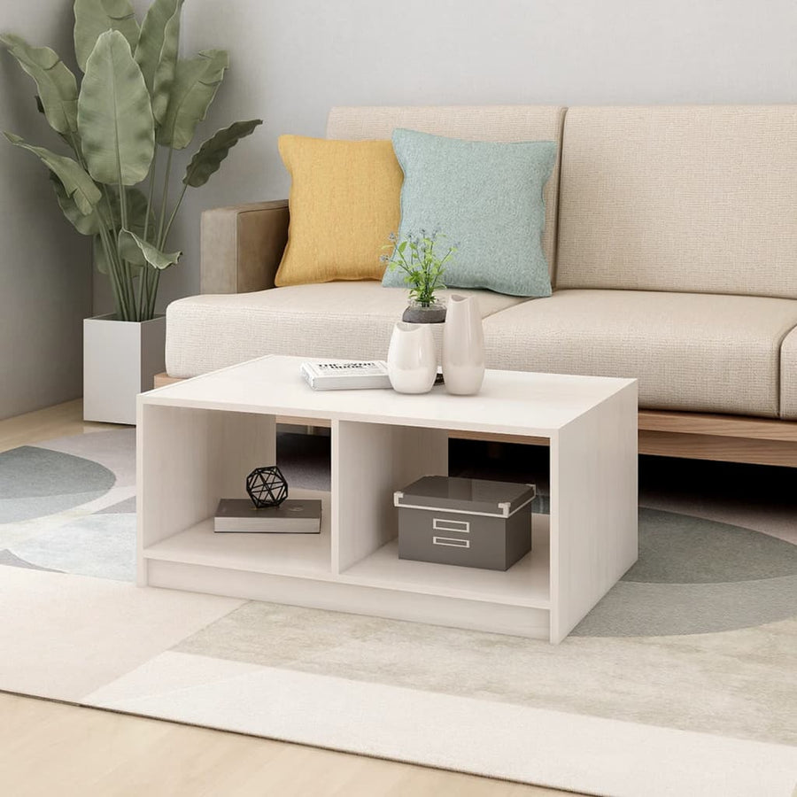 Salontafel 75X50X33,5 Cm Massief Grenenhout Wit