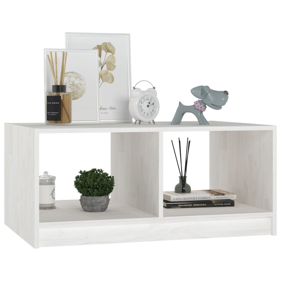 Salontafel 75X50X33,5 Cm Massief Grenenhout Wit