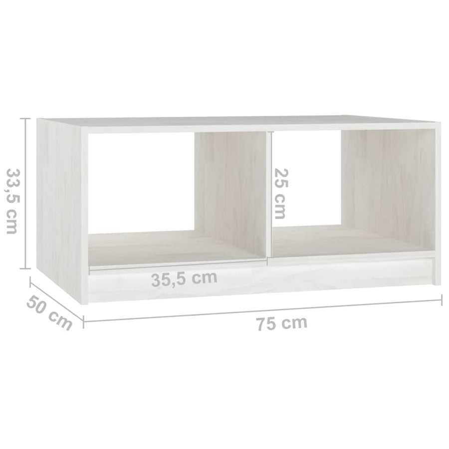 Salontafel 75X50X33,5 Cm Massief Grenenhout Wit