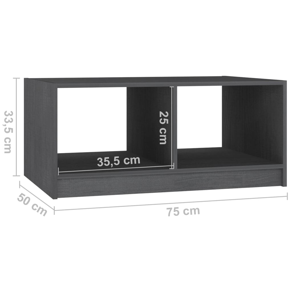 Salontafel 75X50X33,5 Cm Massief Grenenhout Grijs