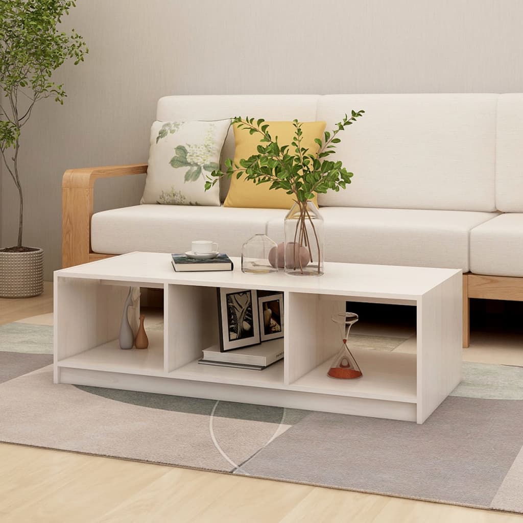 Salontafel 0X50X34 Cm Massief Grenenhout Wit