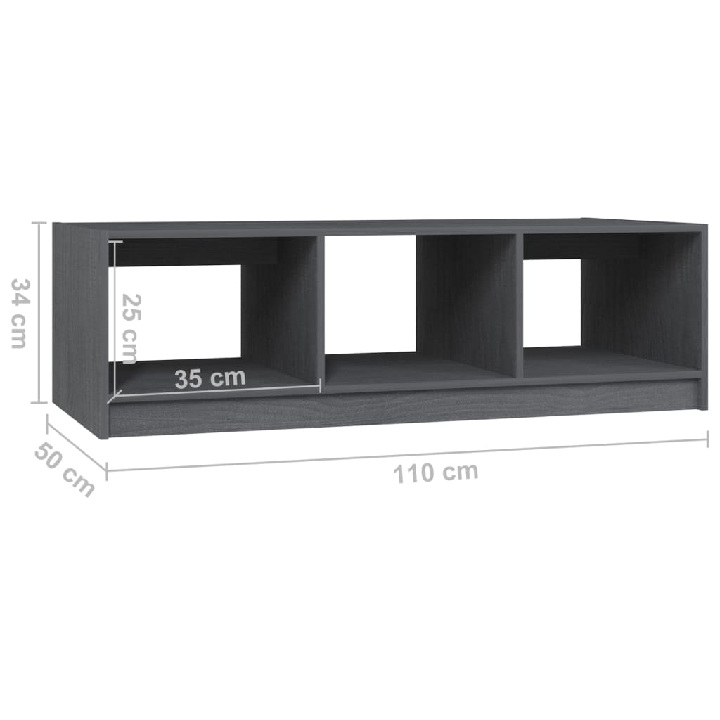 Salontafel 0X50X34 Cm Massief Grenenhout Grijs