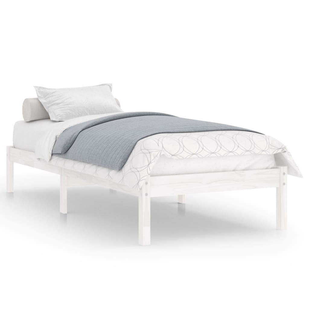 Bedframe Massief Hout 75 x 190 cm Wit