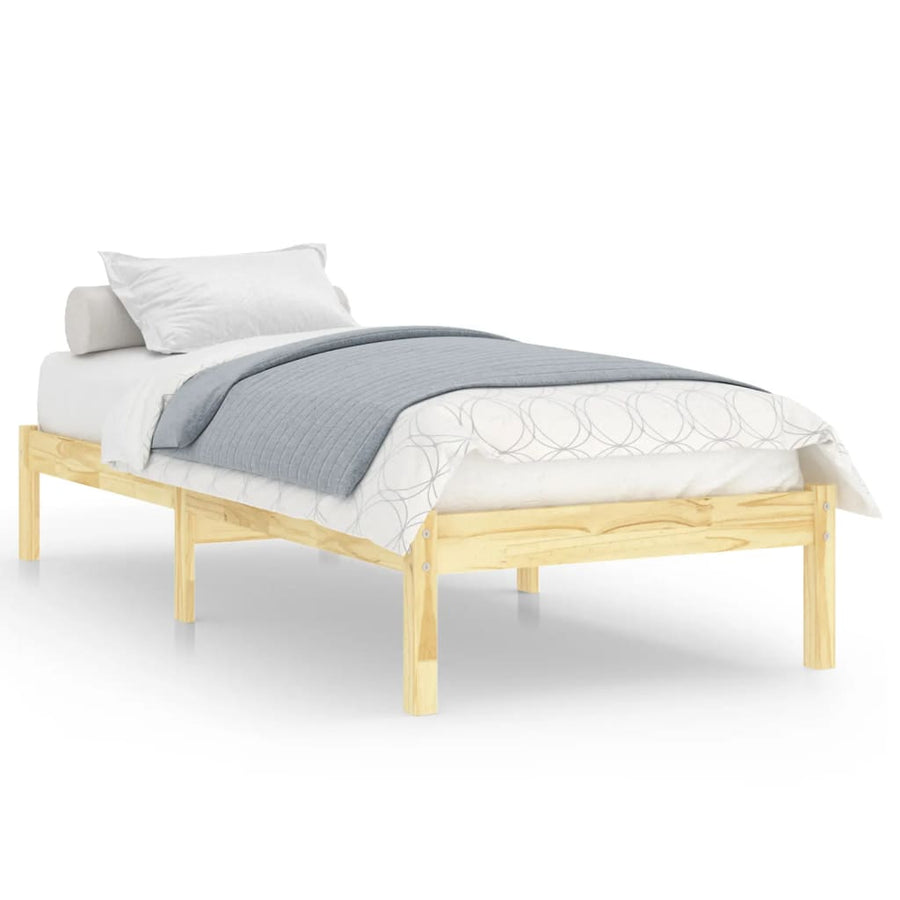 Bedframe Massief Hout 90 x 190 cm Naturel