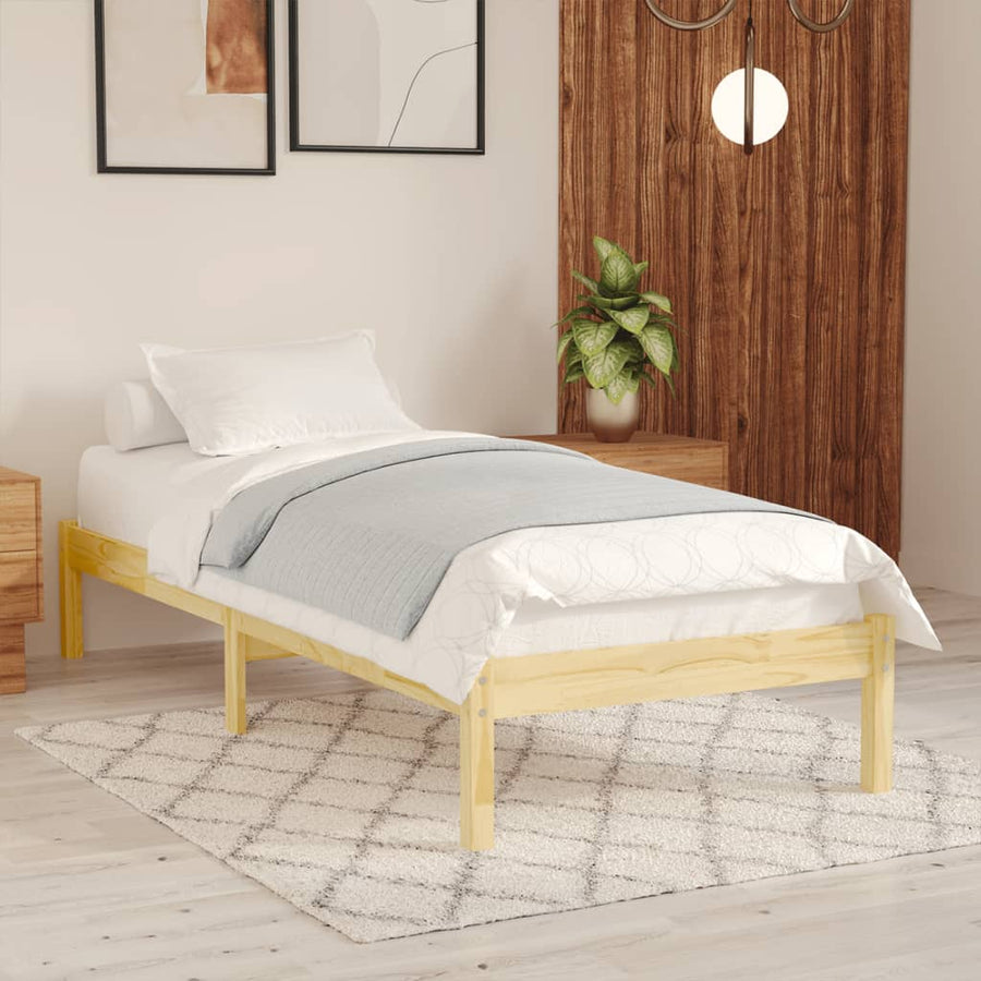 Bedframe Massief Hout 90 x 190 cm Naturel