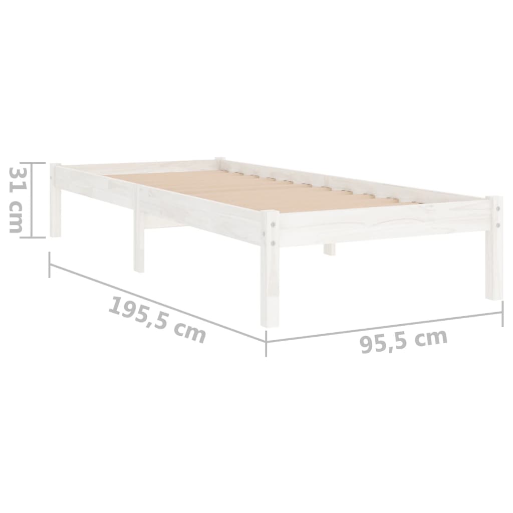 Bedframe Massief Hout 90 x 190 cm Wit