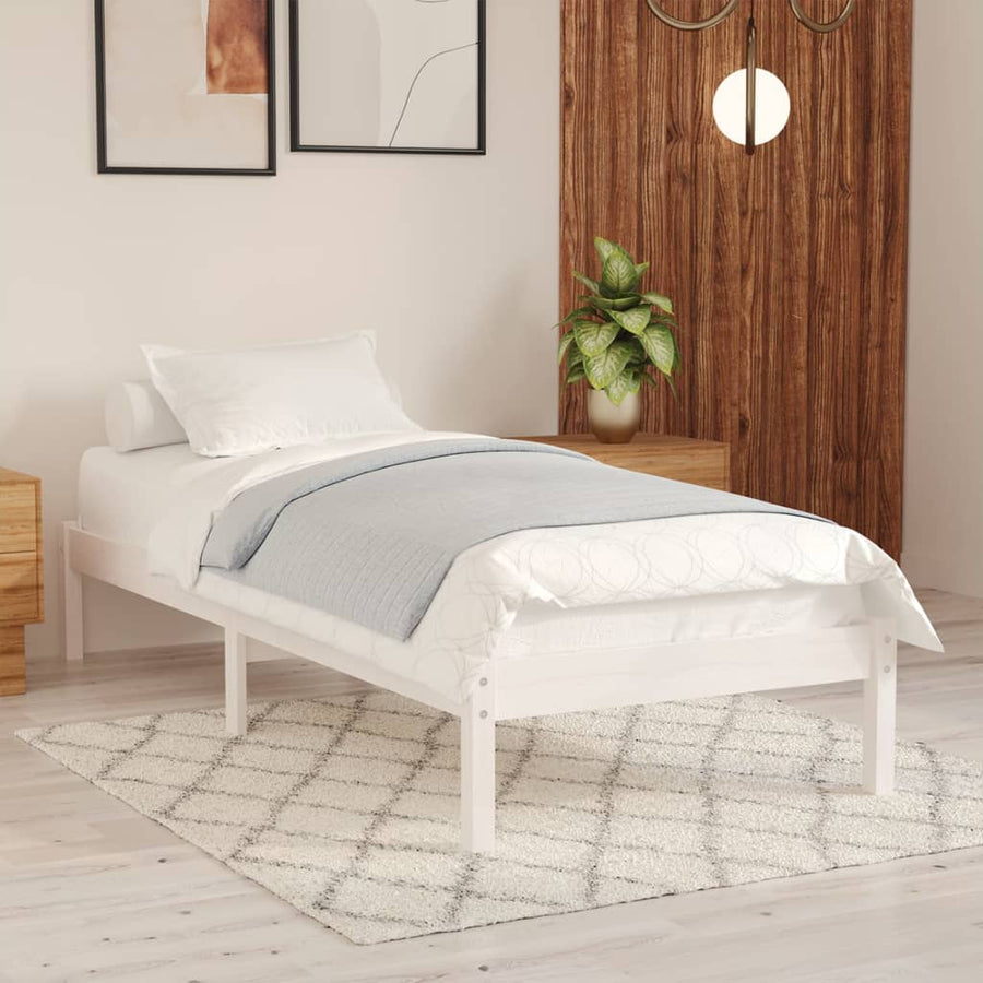 Bedframe Massief Hout 90 x 190 cm Wit